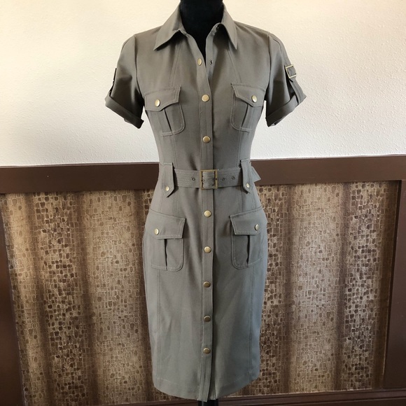 calvin klein olive green dress